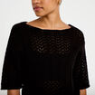 Pull ajour&eacute; aspect dentelle col rond noir femme