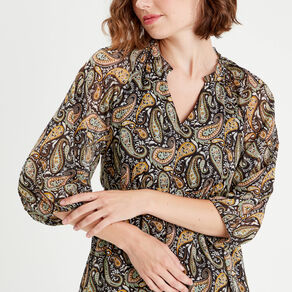 Robe évasée manches 3/4 noir femme