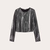 T-shirt métallisé gris argent femme