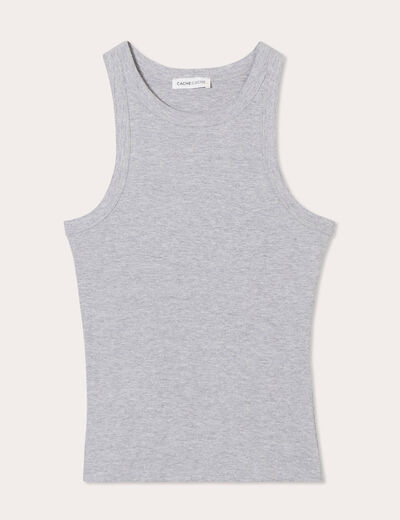 Débardeur côtelé gris clair femme