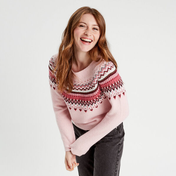 Pull manches longues rose pastel femme