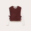 T-shirt pull sans manches 2-en-1 marron femme