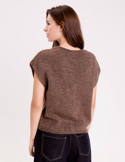 Gilet sans manches marron clair femme