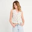 Blouse volants sans manches blanc femme