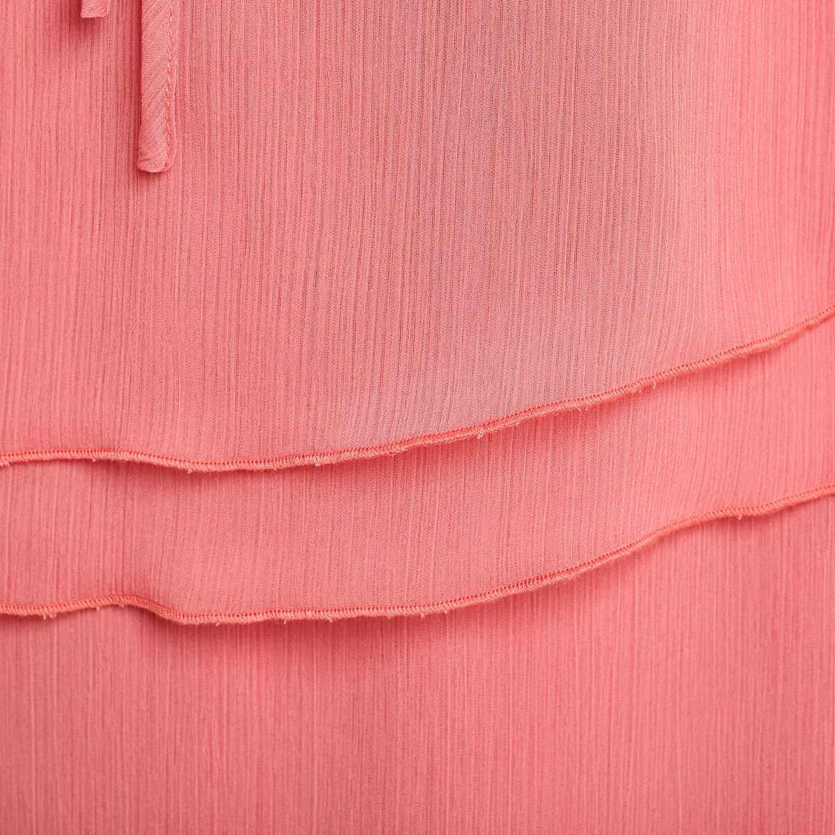 Robe longue droite volants rose pastel femme