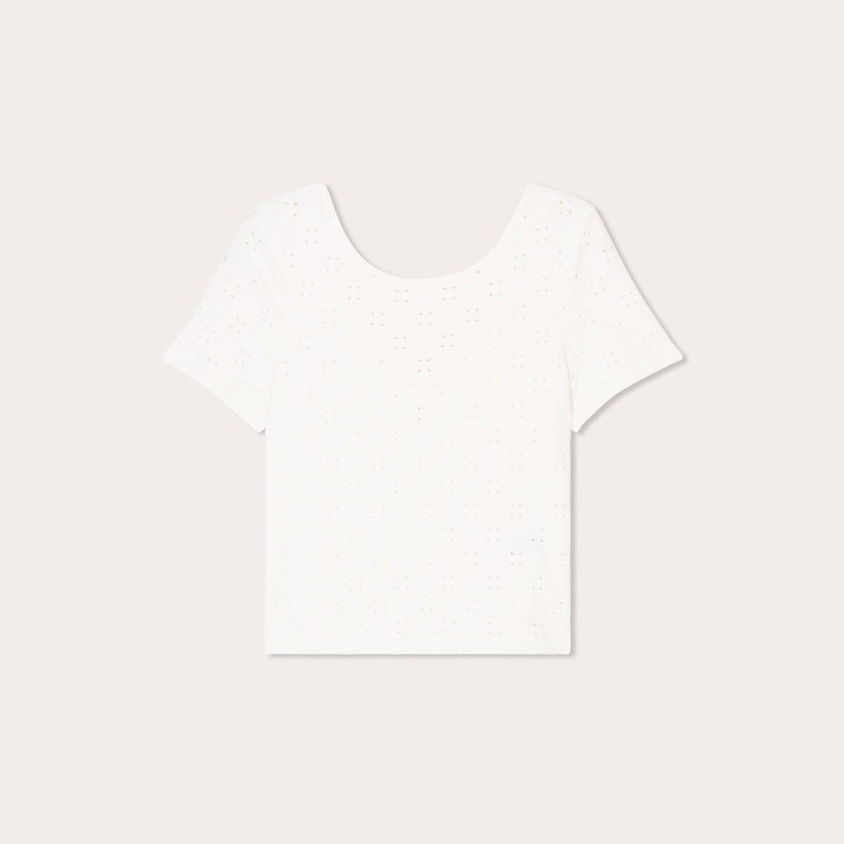 T-shirt broderie anglaise ecru femme