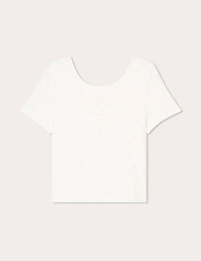 T-shirt broderie anglaise ecru femme