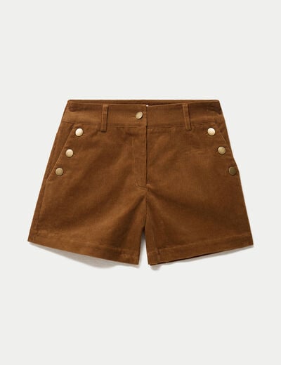 Short en velours marron femme