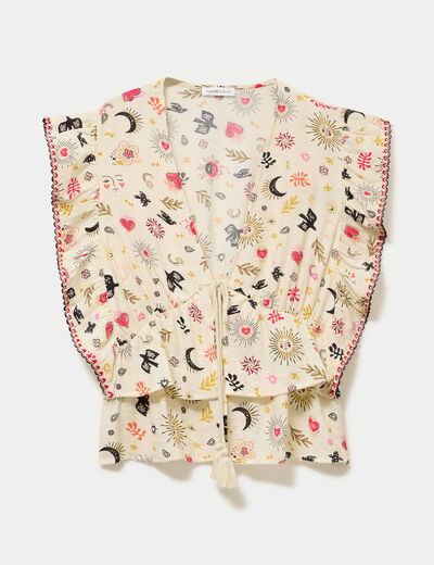 Blouse droite sans manches blanc femme