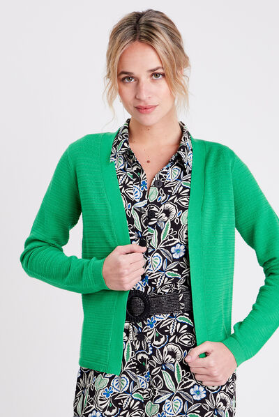 Gilet manches longues vert femme