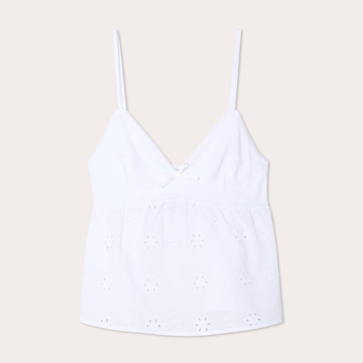 Débardeur broderie anglaise blanc femme