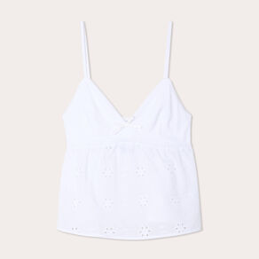 Débardeur broderie anglaise blanc femme