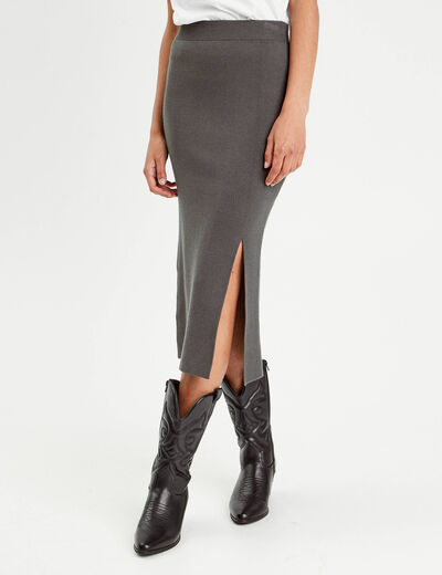 Jupe midi moulante gris foncé femme