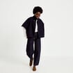 Poncho col am&eacute;ricain bleu marine femme