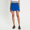 Jupe-short ceinturée contenant du lin bleu electrique femme