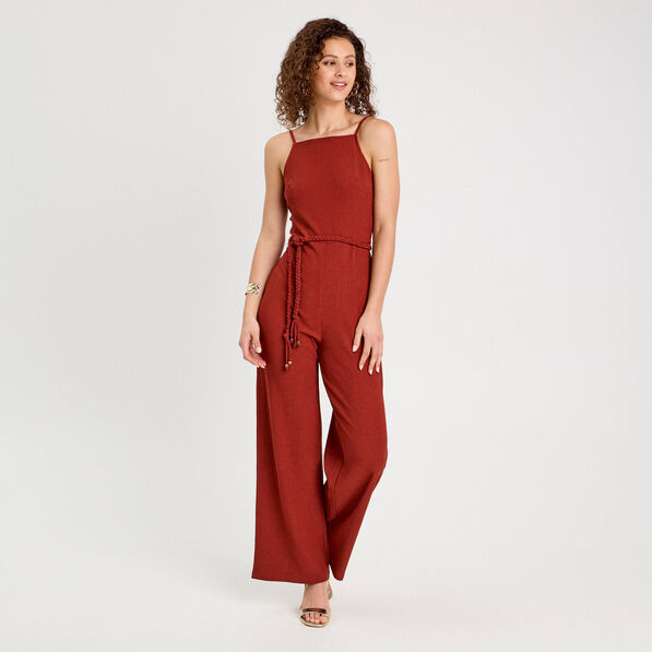 combinaison pantalon bretelles marron cognac femme Combinaison pantalon bretelles marron cognac femme