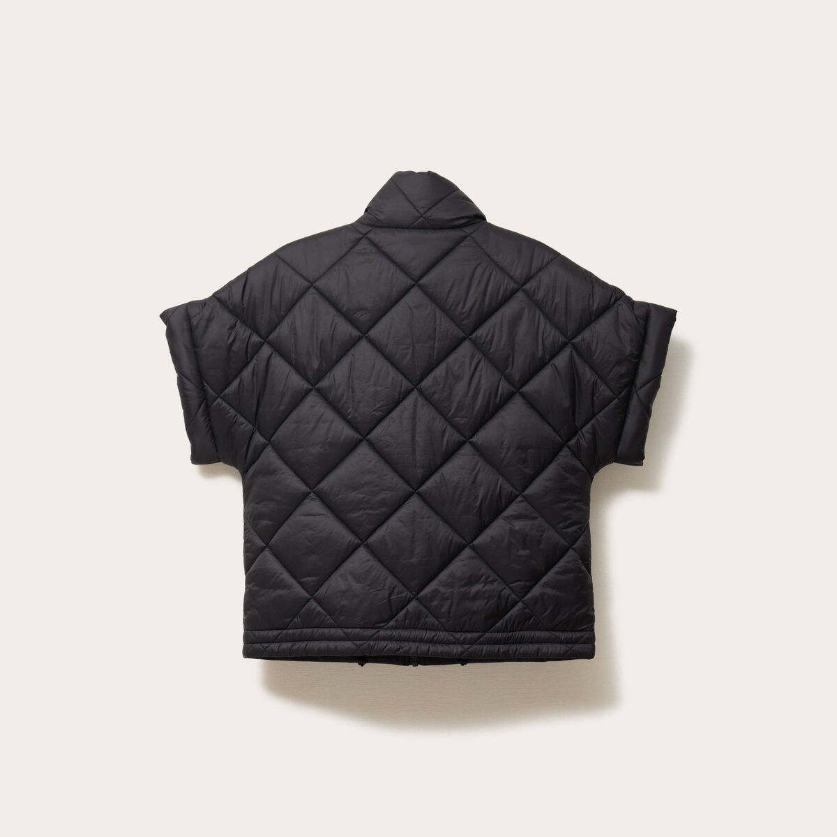 Veste col montant manches courtes noir femme