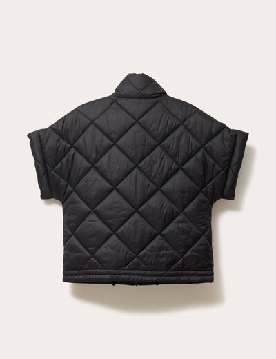 Veste col montant manches courtes noir femme