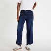 Jean wide leg cropped taille haute denim blue black femme