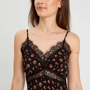 Robe longue droite bretelles noir femme