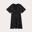 Robe évasée manches courtes noir femme