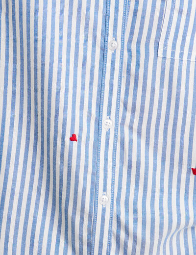 Chemise manches longues bleu femme