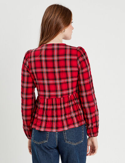 Blouse avec noeuds rouge femme