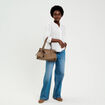Blouse brod&eacute;e col mao manches 3/4 ecru femme