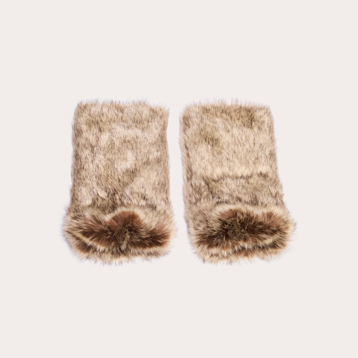Gu&ecirc;tres en fausse fourrure sable femme