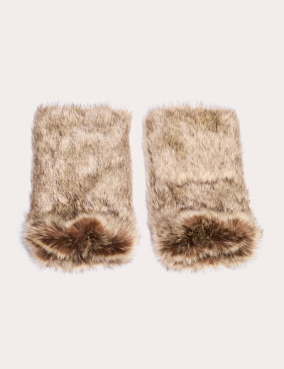 Gu&ecirc;tres en fausse fourrure sable femme