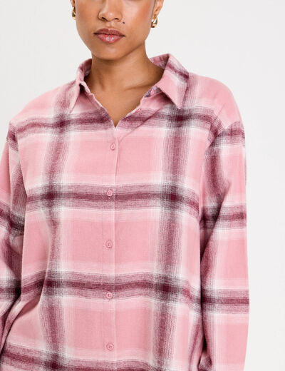 Chemise oversize manches longues rose femme