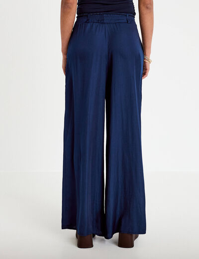 Pantalon large taille standard bleu marine femme