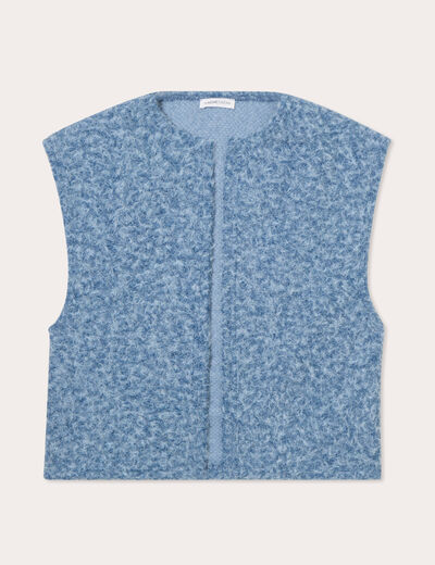 Gilet fausse fourrure bleu clair femme