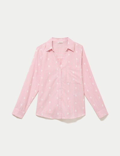 Chemise droite manches longues rouge femme