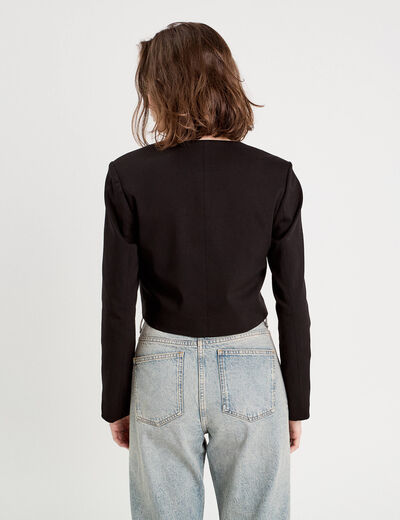 Veste blazer courte noir femme