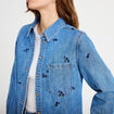 Chemise droite courte manches longues bleu femme