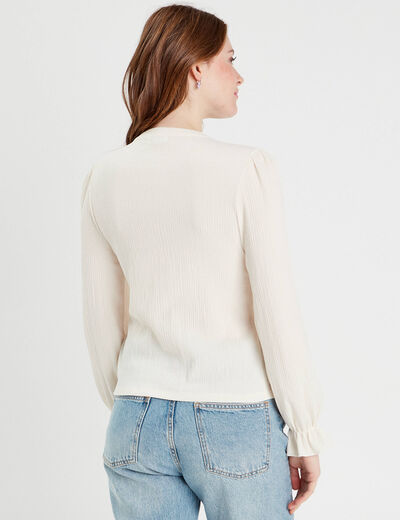 Blouse manches longues ecru femme