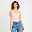 Débardeur cropped dentelle rose clair femme