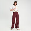 Pantalon large fluide ceinturé prune femme