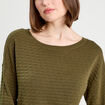 Pull col bateau vert kaki femme