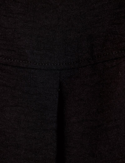 Chemise droite pliss&eacute;e manches longues noir femme