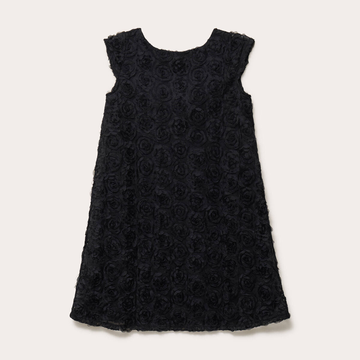 Robe droite motif floral en relief noir femme