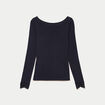 Seconde peau ajust&eacute;e col bateau bleu marine femme