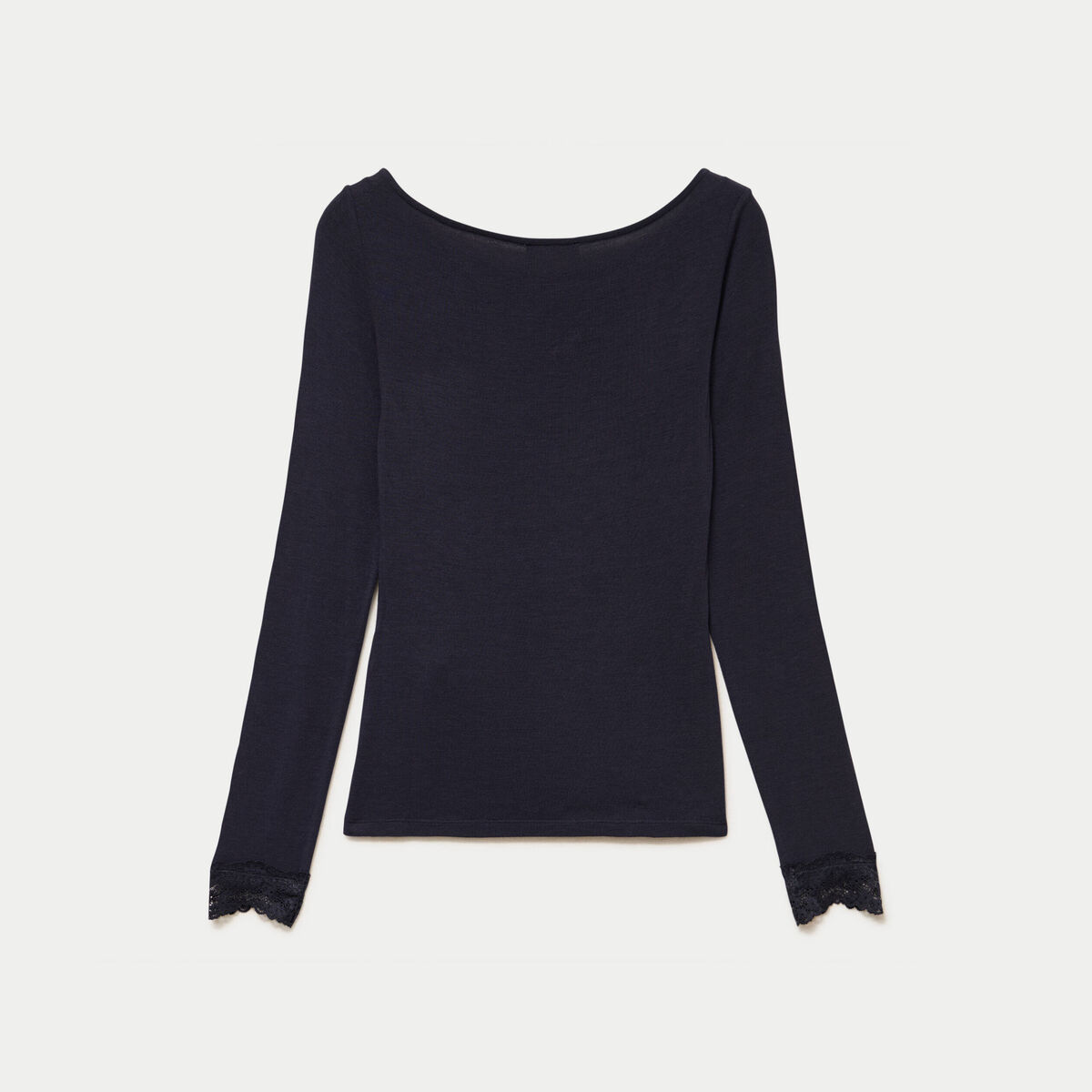 Seconde peau ajust&eacute;e col bateau bleu marine femme