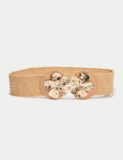 Ceinture large chin&eacute;e ecru femme