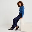 Chemise droite en jean col montant blanc femme
