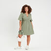 Robe évasée taille élastiquée vert kaki femme