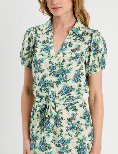 Robe chemise longue droite blanc femme