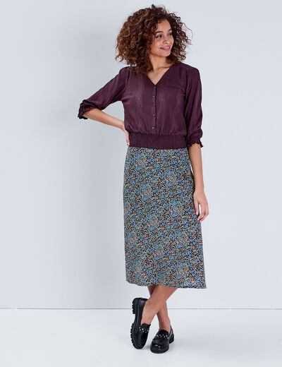Blouse Sophie - manches 3/4 marron femme