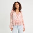 Blouse nouée manches longues rose pastel femme